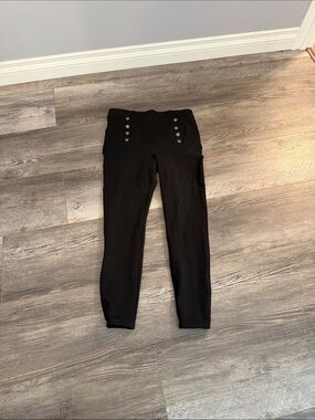 Papaya High-Waist Black Button Ponte Pants